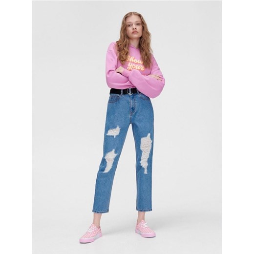 Niebieskie jeansy damskie Cropp