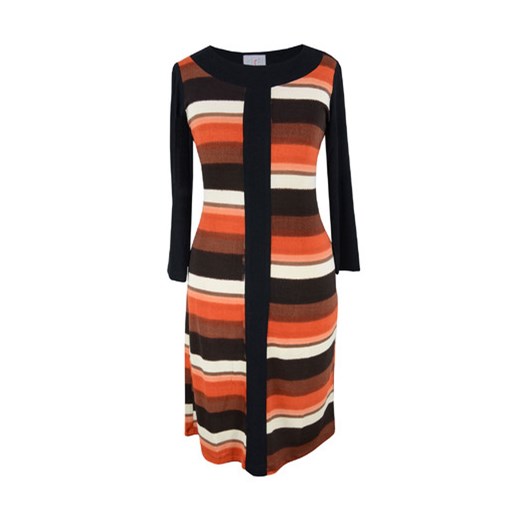 Sisel sukienka pasy pomarańczowo-czarne n-fashion-pl czarny rękawy