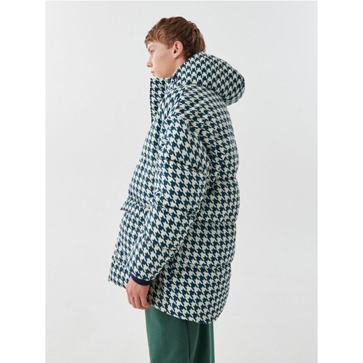 Cropp - Płaszcz w pepitkę - beżowy Cropp XL okazyjna cena Cropp