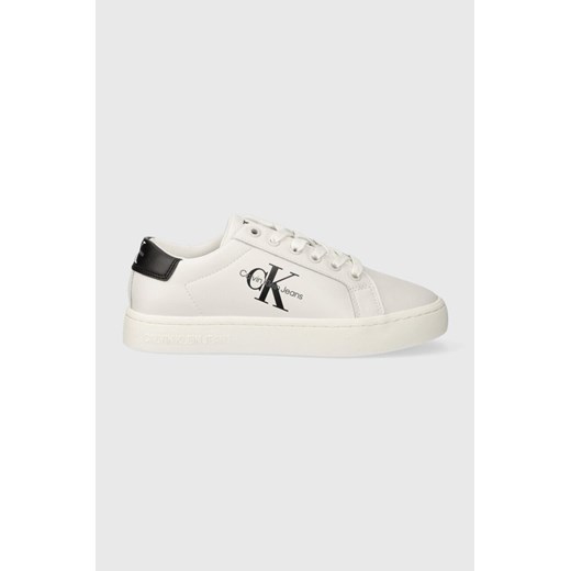 Calvin Klein Jeans sneakersy skórzane CLASSIC CUPSOLE LACEUP LTH WN kolor biały YW0YW01269 ze sklepu ANSWEAR.com w kategorii Trampki damskie - zdjęcie 161468200