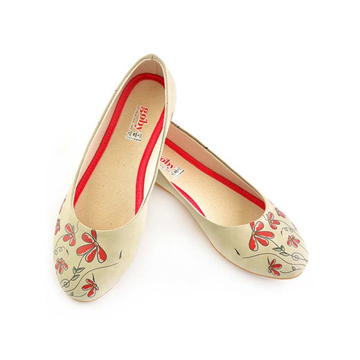 Goby Skórzane baleriny w kolorze czerwono-beżowym Goby 39 promocja Limango Polska