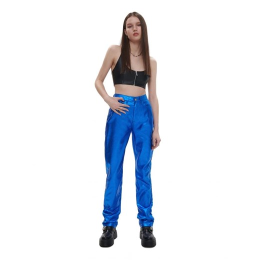 Cropp - Jeansy straight z metalicznym połyskiem - niebieski Cropp 38 okazja Cropp