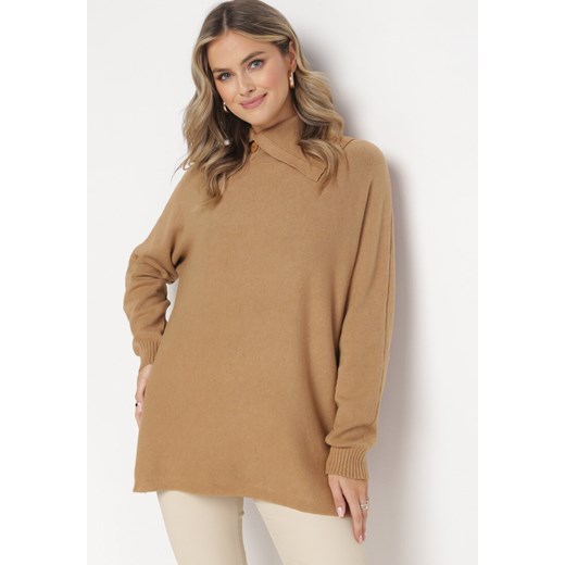 Sweter damski Born2be z golfem na jesień bawełniany 