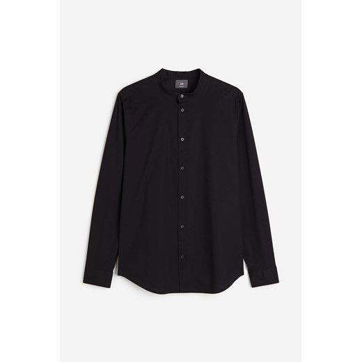 H & M - Stehkragenhemd Muscle Fit - Schwarz - Herren H & M XS H&M