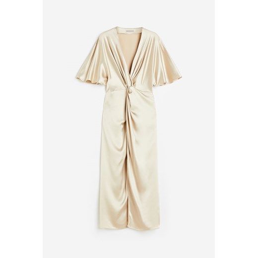 H & M - Drapiertes Satinkleid - Beige - Damen H & M L H&M