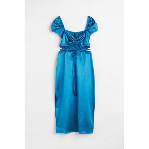 H & M - Błyszcząca sukienka z wycięciami - Niebieski H & M S H&M