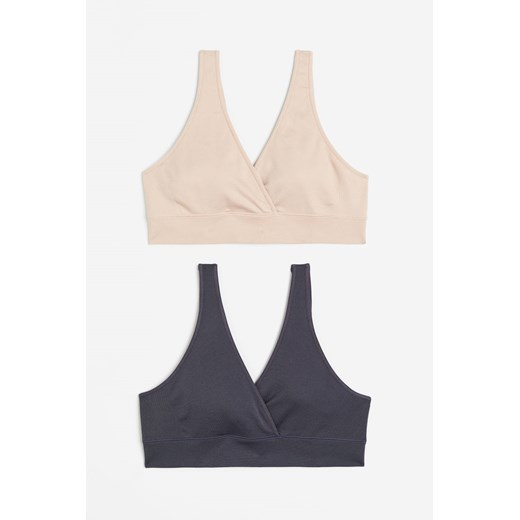 H & M - MAMA Bezszwowy biustonosz dla karmiacej 2-pak - Szary H & M Dostępne inne rozmiary H&M