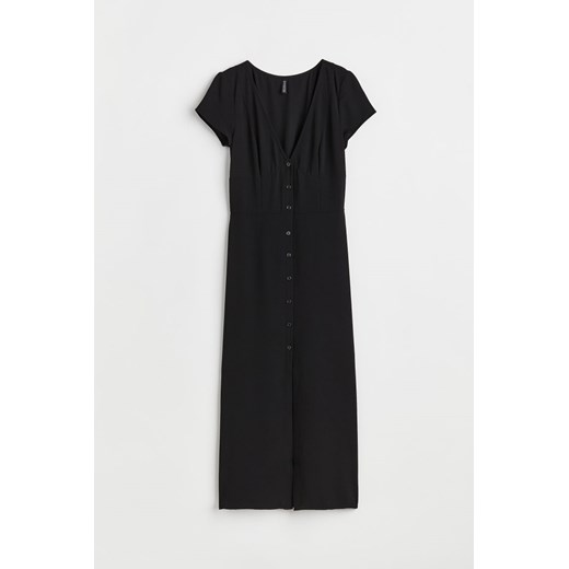 H & M - Krepowana sukienka z guzikami - Czarny H & M S H&M