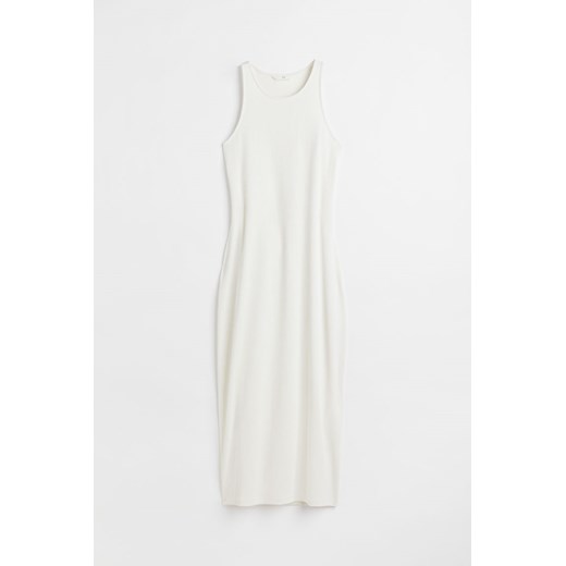 H & M - Prążkowana sukienka z odkrytymi plecami - Biały H & M XL H&M