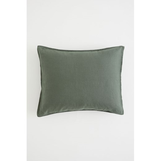 H & M - Poszewka na poduszkę wykonana ze spranego lnu - Zielony H & M uniwersalny H&M