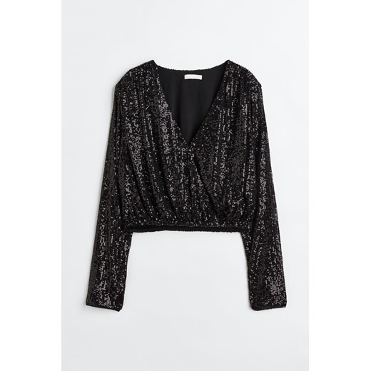 H & M - Wickelbluse mit Pailletten - Schwarz - Damen H & M XS H&M