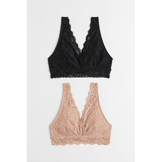 H & M - MAMA Koronkowy biustonosz 2-pak - Czarny H & M Dostępne inne rozmiary H&M