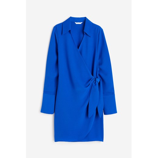 H & M - Kopertowa sukienka z krepy - Niebieski H & M 3XL H&M