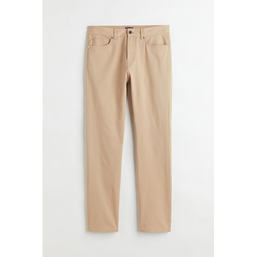 H & M - Spodnie z bawełnianego diagonalu Slim Fit - Beżowy H & M Dostępne inne rozmiary H&M