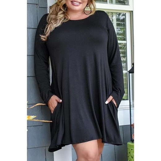 Sukienka IVET z okrągłym dekoltem z długimi rękawami 