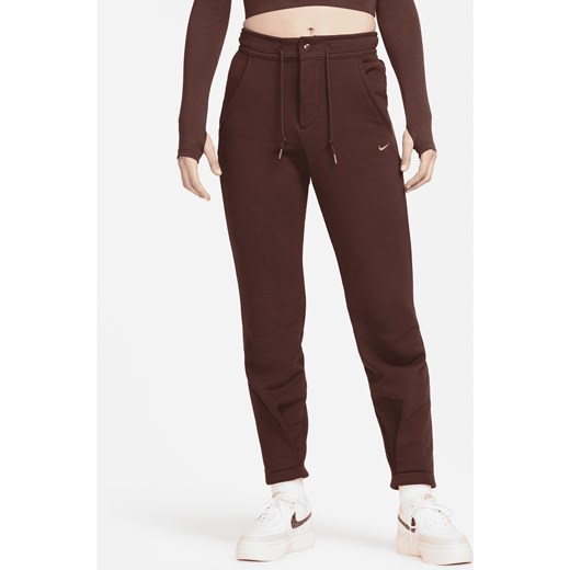 Damskie spodnie z dzianiny dresowej z wysokim stanem Nike Sportswear Modern Fleece - Brązowy ze sklepu Nike poland w kategorii Spodnie damskie - zdjęcie 161520871