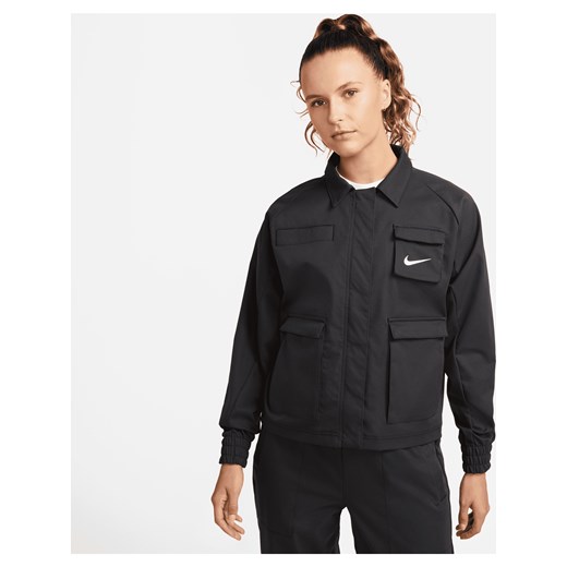Damska kurtka z tkaniny Nike Sportswear Swoosh - Czerń Nike S Nike poland