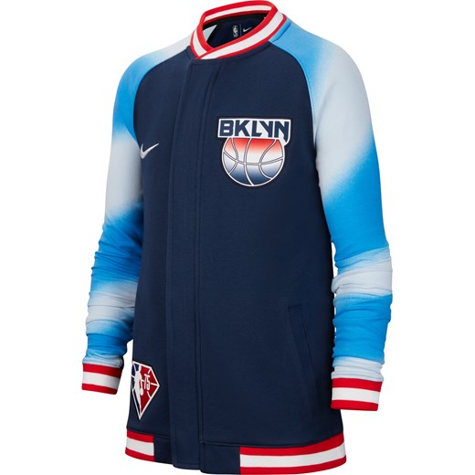 Kurtka z długim rękawem dla dużych dzieci Nike Dri-FIT NBA Brooklyn Nets Showtime - Niebieski ze sklepu Nike poland w kategorii Kurtki chłopięce - zdjęcie 161521523