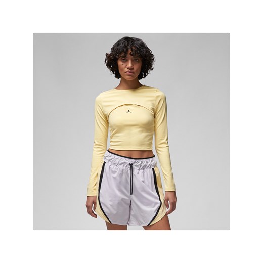 Damska koszulka z długim rękawem 2 w 1 Jordan Sport - Żółty ze sklepu Nike poland w kategorii Bluzki damskie - zdjęcie 161522401