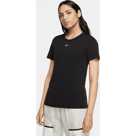 Bluzka damska czarna Nike z okrągłym dekoltem sportowa z krótkim rękawem 