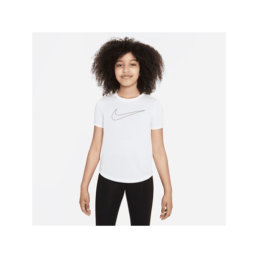Koszulka treningowa z krótkim rękawem dla dużych dzieci (dziewcząt) Dri-FIT Nike One - Biel ze sklepu Nike poland w kategorii Bluzki dziewczęce - zdjęcie 161524200