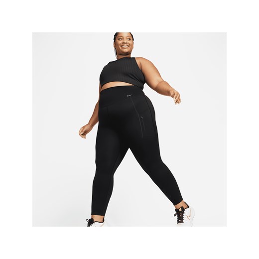 Damskie legginsy o pełnej długości z wysokim stanem i kieszeniami zapewniające mocne wsparcie Nike Go (duże rozmiary) - Czerń ze sklepu Nike poland w kategorii Spodnie damskie - zdjęcie 161524584