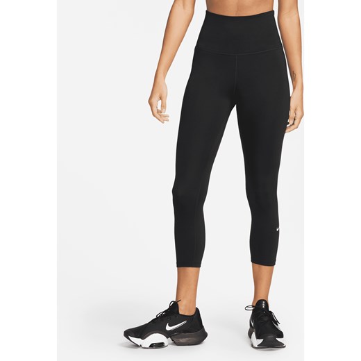 Damskie legginsy z wysokim stanem o skróconym kroju Nike One - Czerń ze sklepu Nike poland w kategorii Spodnie damskie - zdjęcie 161524760