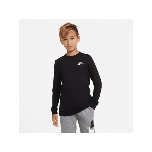 T-shirt z długim rękawem dla dużych dzieci (chłopców) Nike Sportswear - Czerń ze sklepu Nike poland w kategorii T-shirty chłopięce - zdjęcie 161525000