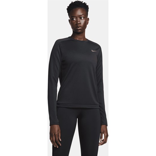 Damska koszulka z półokrągłym dekoltem do biegania Nike Dri-FIT - Czerń ze sklepu Nike poland w kategorii Bluzki damskie - zdjęcie 161525171