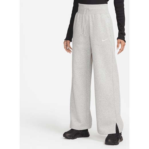 Damskie spodnie dresowe z wysokim stanem i szerokimi nogawkami Nike Sportswear Phoenix Fleece - Szary ze sklepu Nike poland w kategorii Spodnie damskie - zdjęcie 161525430