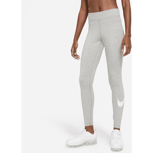 Damskie legginsy ze średnim stanem i logo Swoosh Nike Sportswear Essential - Szary ze sklepu Nike poland w kategorii Spodnie damskie - zdjęcie 161526494