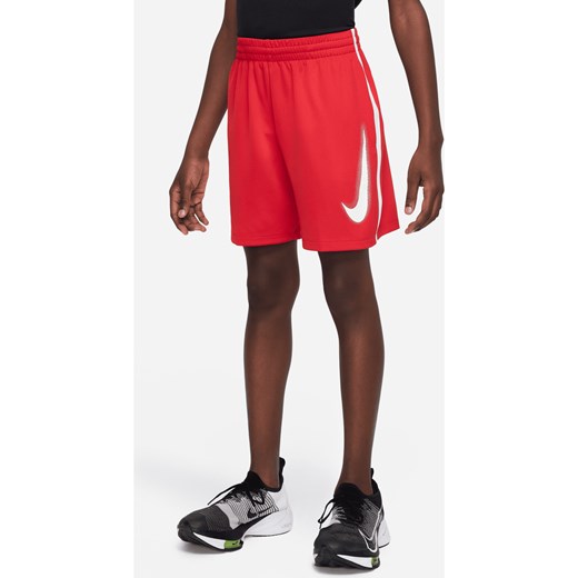 Spodenki treningowe Dri-FIT z nadrukiem dla dużych dzieci (chłopców) Nike Multi - Czerwony ze sklepu Nike poland w kategorii Spodenki chłopięce - zdjęcie 161527261