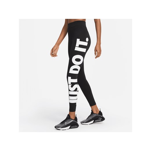 Damskie legginsy z nadrukiem i wysokim stanem Nike Sportswear Essential - Czerń ze sklepu Nike poland w kategorii Spodnie damskie - zdjęcie 161527614
