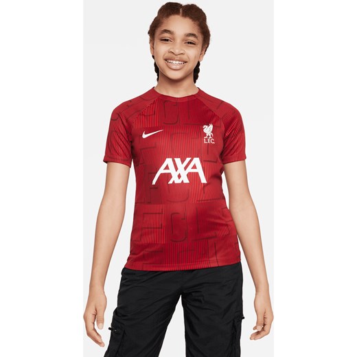 Przedmeczowa koszulka piłkarska dla dużych dzieci Nike Dri-FIT Liverpool F.C. Academy Pro - Czerwony ze sklepu Nike poland w kategorii Bluzki dziewczęce - zdjęcie 161528004