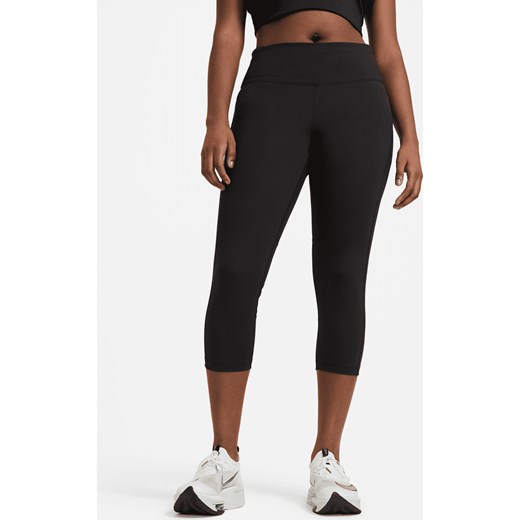 Damskie legginsy do biegania o skróconym kroju ze średnim stanem Nike Fast (duże rozmiary) - Czerń ze sklepu Nike poland w kategorii Spodnie damskie - zdjęcie 161528054