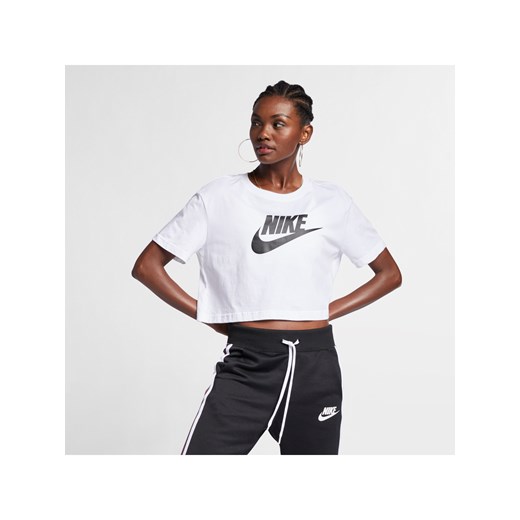 Damski T-shirt o krótkim kroju z logo Nike Sportswear Essential - Biel ze sklepu Nike poland w kategorii Bluzki damskie - zdjęcie 161528224