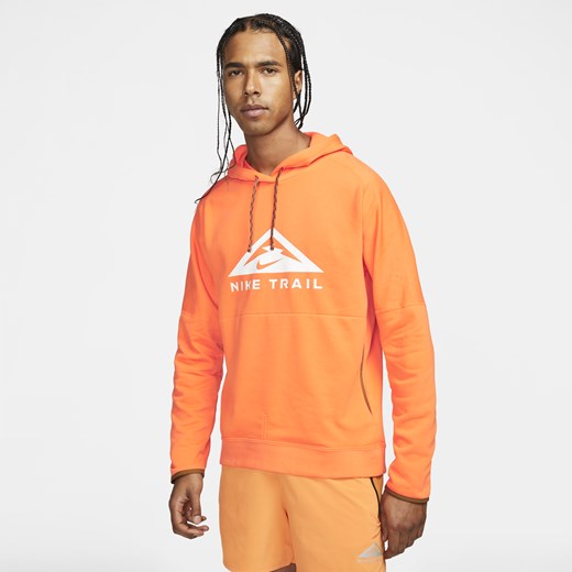 Bluza męska Nike pomarańczowy z napisami w sportowym stylu zimowa