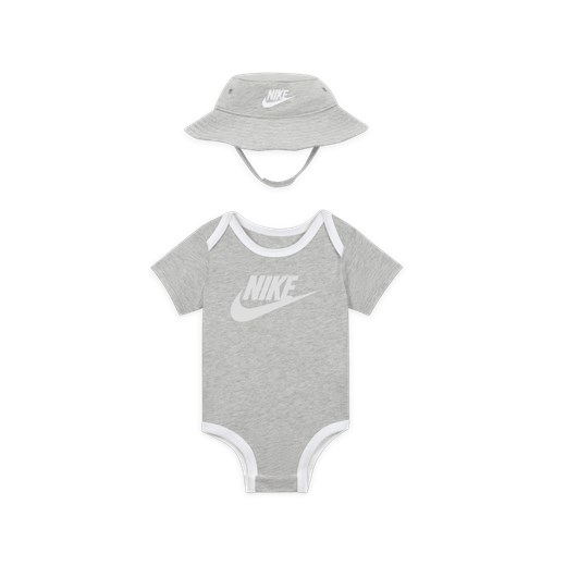Dwuczęściowy zestaw dla niemowląt kapelusz i body Nike Core - Szary Nike 6-12M Nike poland