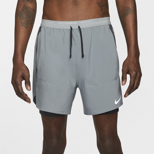 Męskie hybrydowe spodenki do biegania Nike Stride Dri-FIT 13 cm - Szary Nike S Nike poland