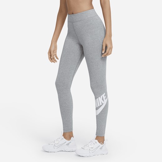 Damskie legginsy z wysokim stanem i logo Nike Sportswear Essential - Szary Nike L Short Nike poland