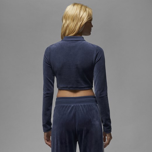 Damska welurowa koszulka z długim rękawem Jordan - Niebieski Jordan XL Nike poland