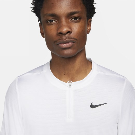 Męska koszulka do tenisa z zamkiem 1/2 NikeCourt Dri-FIT Advantage - Biel Nike XL promocja Nike poland