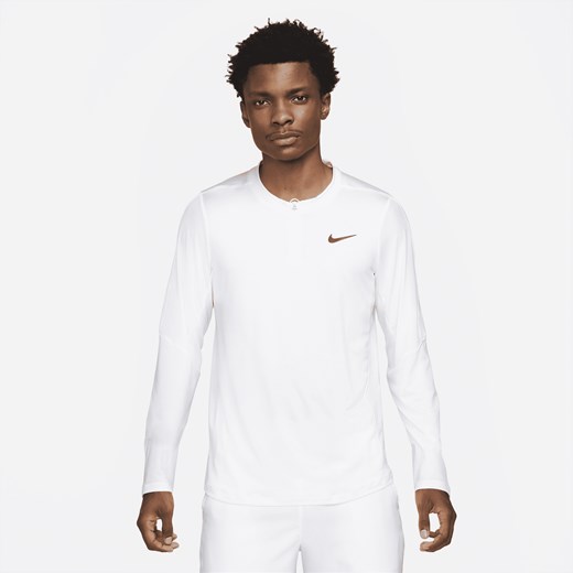 Męska koszulka do tenisa z zamkiem 1/2 NikeCourt Dri-FIT Advantage - Biel Nike XL wyprzedaż Nike poland
