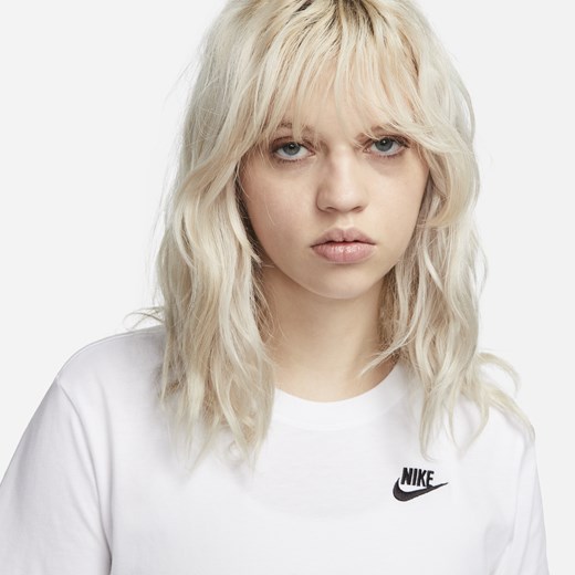 Bluzka damska Nike biała z okrągłym dekoltem bawełniana z krótkim rękawem