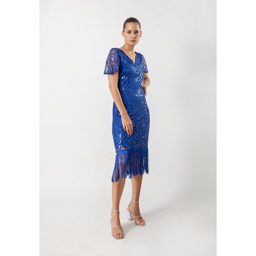 Kobaltowa sukienka wyszywana cekinami ze sklepu Molton w kategorii Sukienki - zdjęcie 161554542