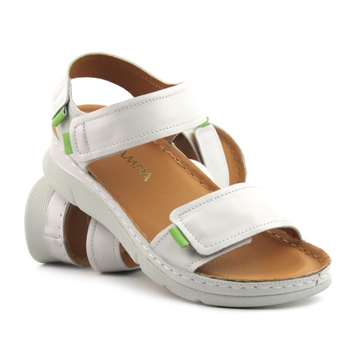 Wygodne sandały damskie skórzane - Kampa K828, białe Kampa 37 ulubioneobuwie okazyjna cena