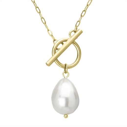 Subtelny pozłacany naszyjnik z perełką na łańcuszku zapięcie toggle ze sklepu manoki.pl w kategorii Naszyjniki - zdjęcie 161565790