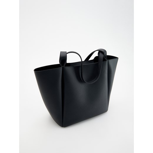 Shopper bag Reserved skórzana mieszcząca a6 na ramię 