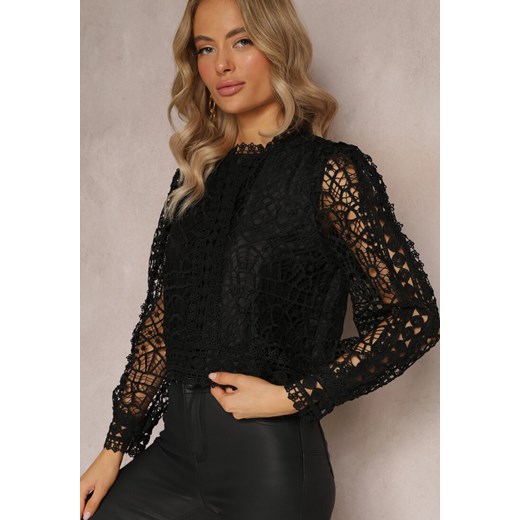 Czarna Bluzka Koronkowa Nohames ze sklepu Renee odzież w kategorii Bluzki damskie - zdjęcie 161576242