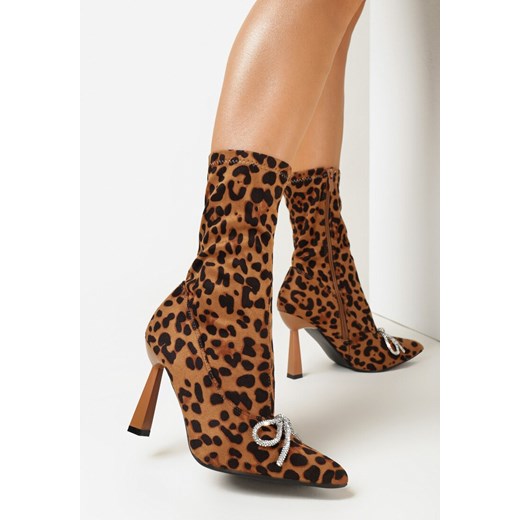 Botki Born2be na szpilce w zwierzęce wzory eleganckie 
